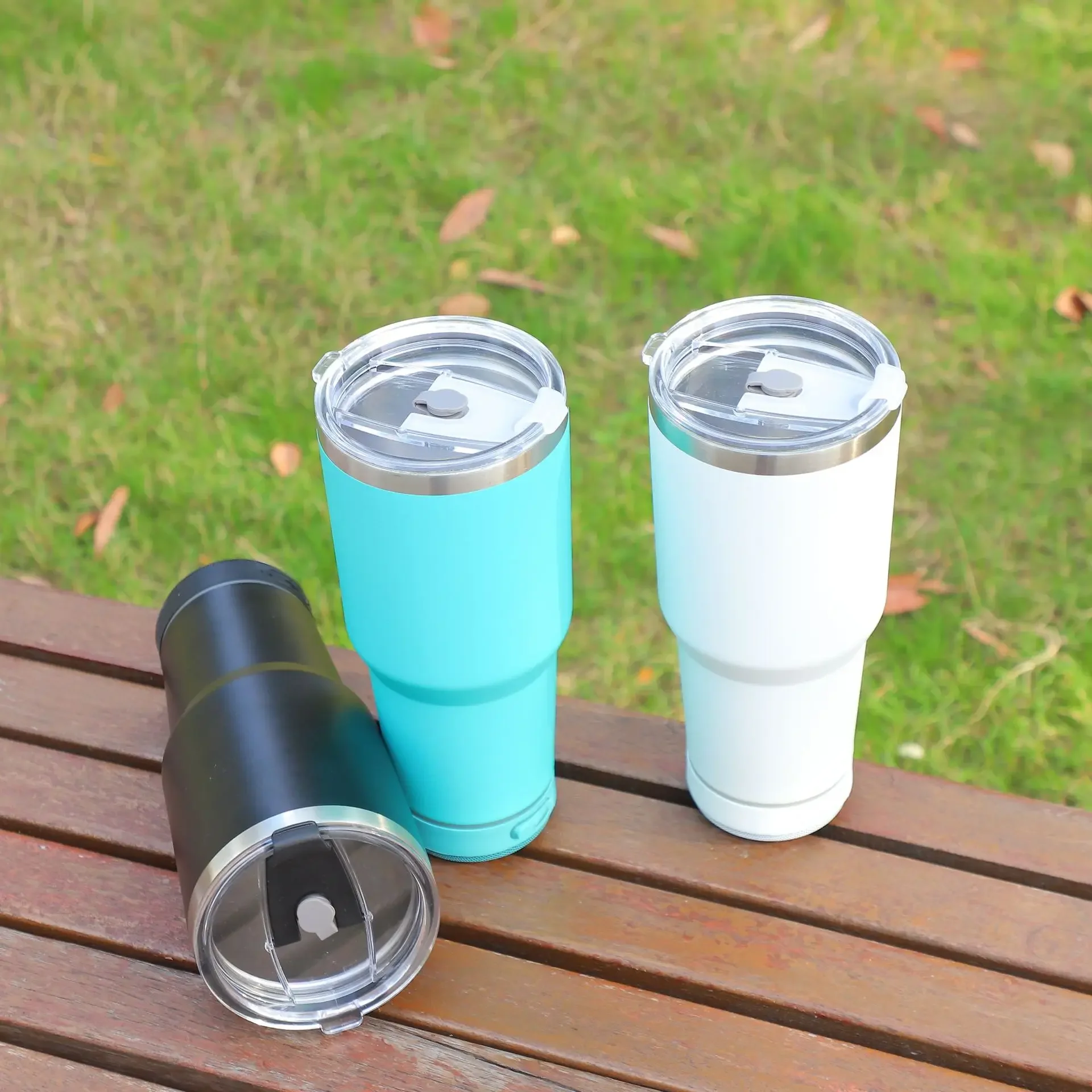 30oz Stainless Steel Bluetooth Speaker Outdoor Waterproof Beer Music Cup Wireless Car Cup Copo De Cerveja Com Alto-falante