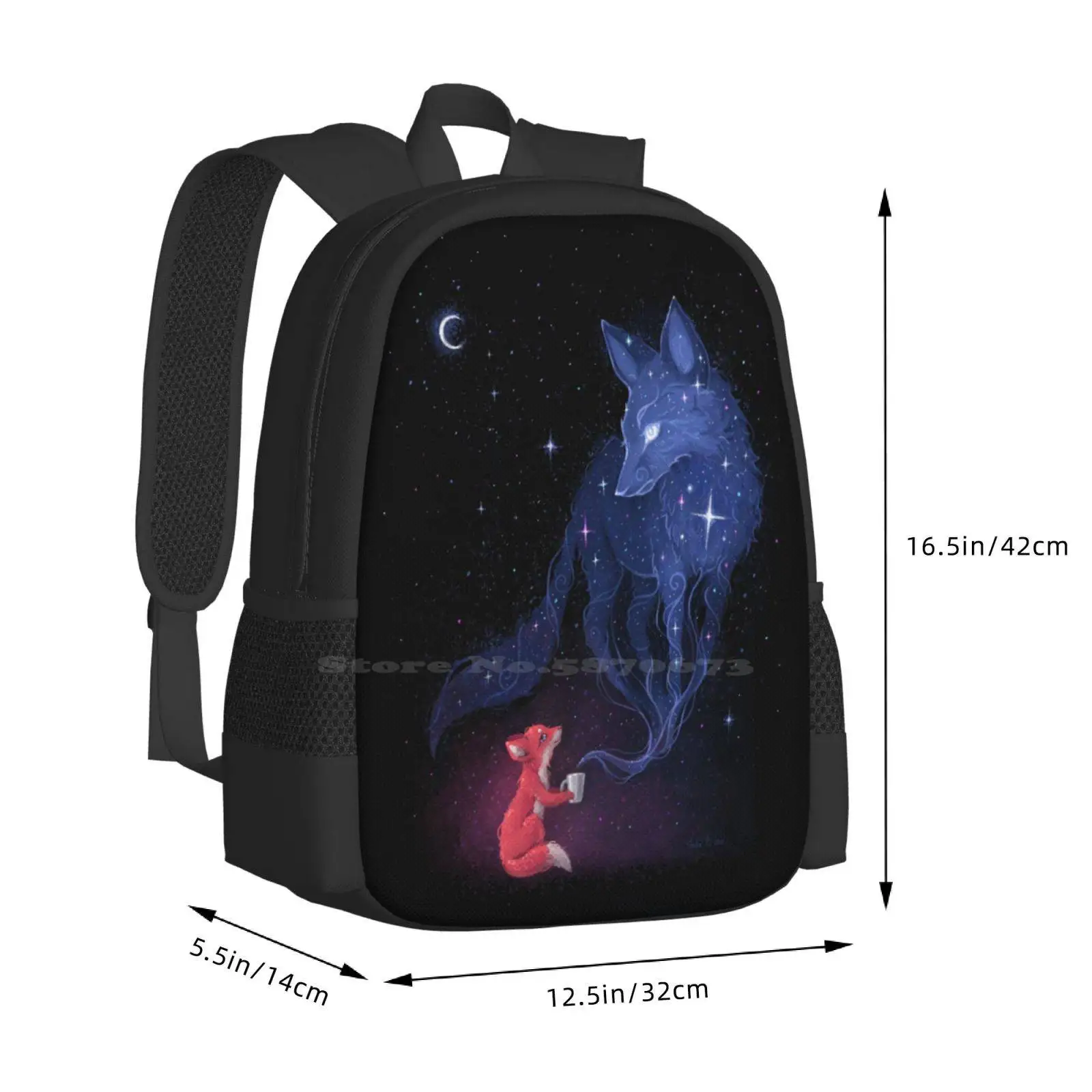 Mochila Celestial de moda para niños, bolsas de té, zorro, espacio, estrellas, Luna, noche, fantasía, Animal pequeño, guardería