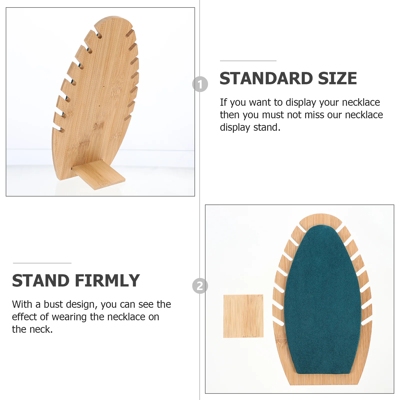 

Wooden Jewelry Stand Display Rack Organizer for Showcase Necklace Bust Holder Flannel