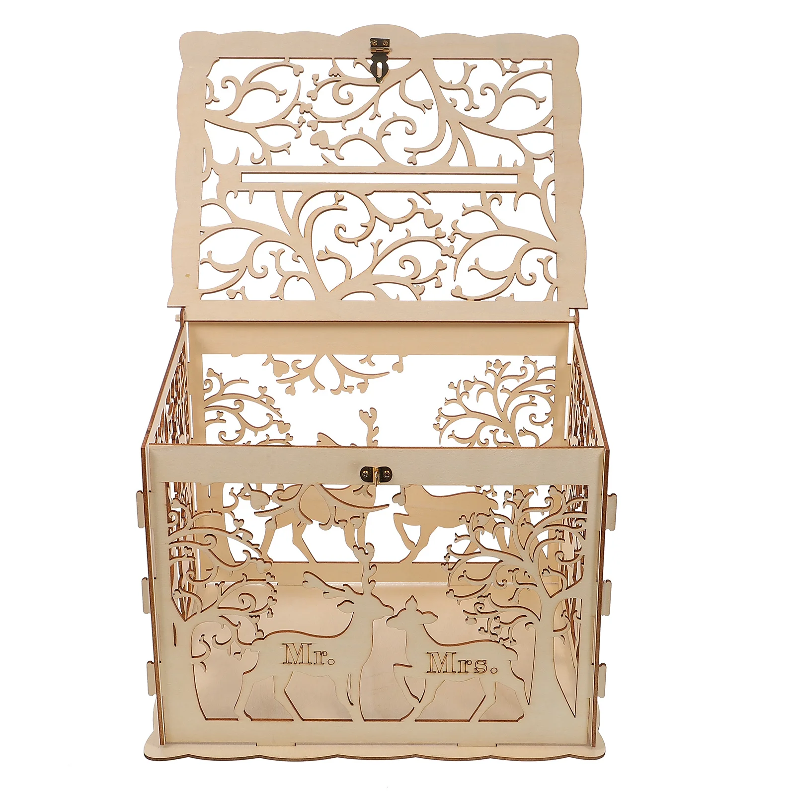 12pcs Wooden Wedding Box Large Size Diy Deer Design Storage For Cards Gifts Flowers Handmade Party Favors Decoration Wedding