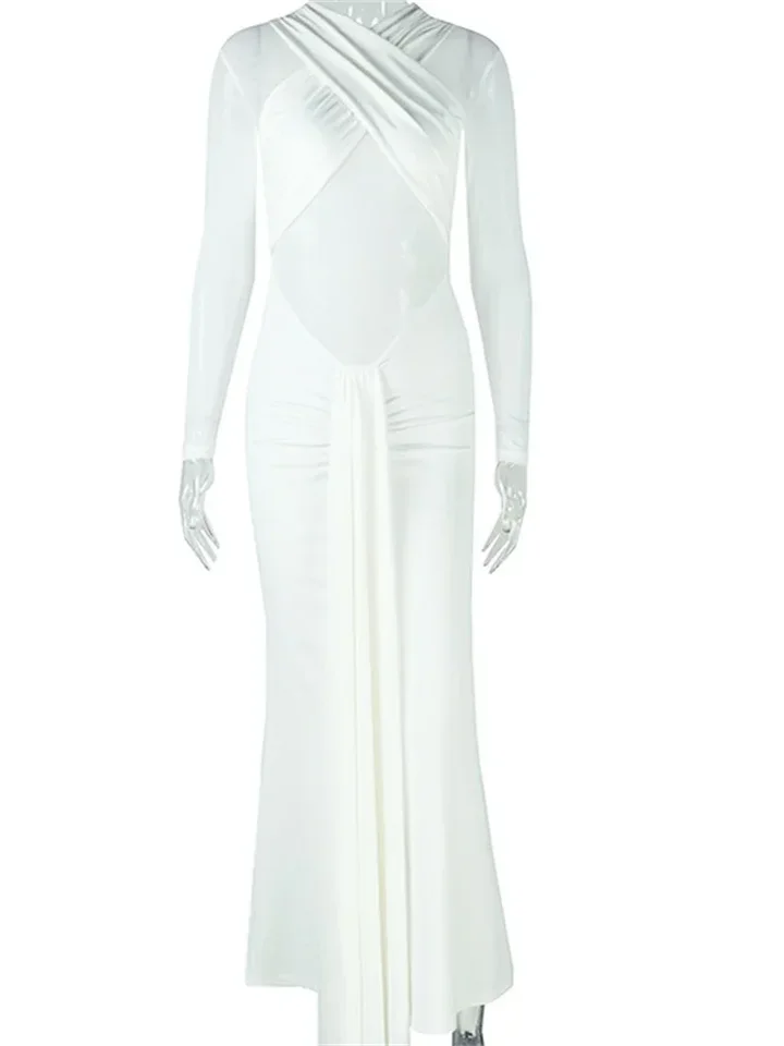 Dresses Women Party Sexy See Through Bodycon Fashion Bandage Maxi Long Dress New Summer Wholesale Dropshipping 2025