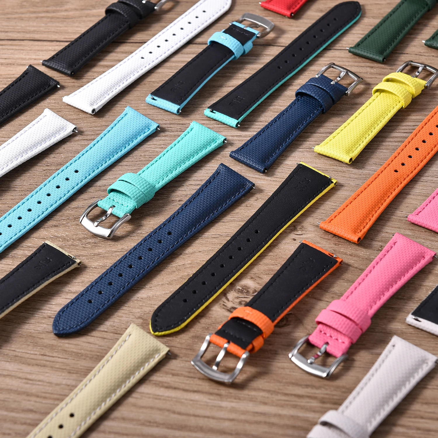 18/19/20/21/22mm Sailcloth FKM Rubber Hybrid Watch Strap Quick Release Leather Band For Delug Omega Cartier Tissot Seiko Rolex