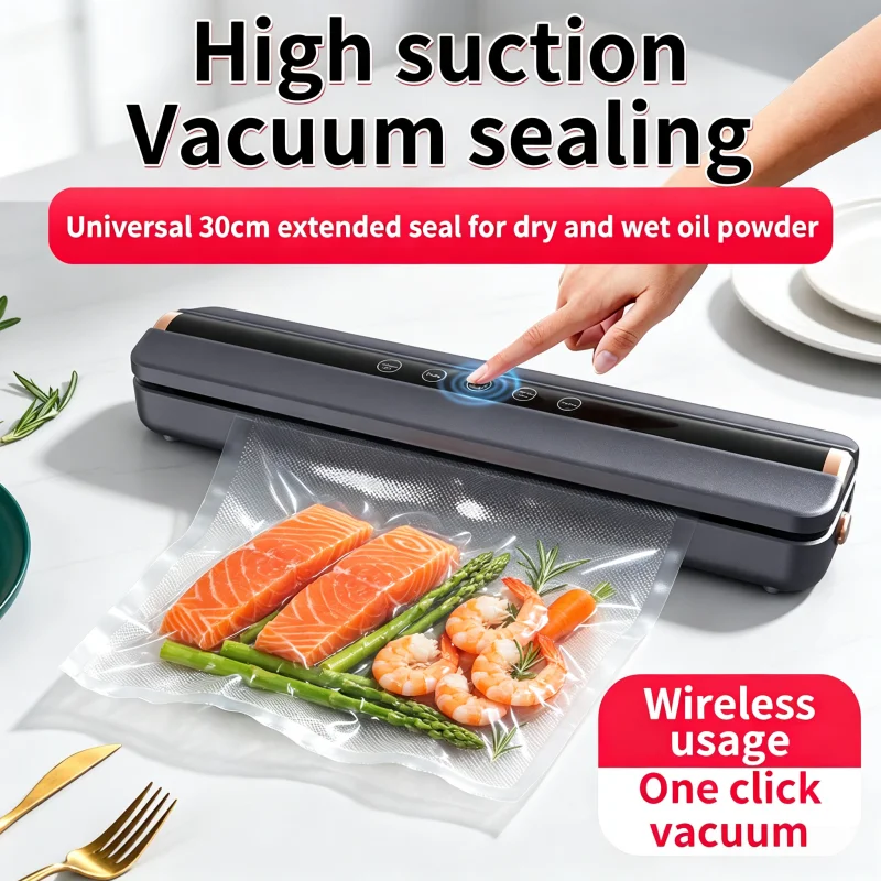 Wireless Fully Automatic Vacuum Sealer for Dry Wet Oil Powders with Fluffiness Tapping And Single Sealing Function Home Kitchen
