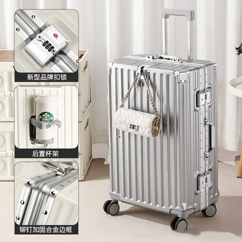 Multi-Functional Luggage Unisex Student Trolley Case Large Capaci Thickened Suitcase Universal Wheel 20 24 26 inch Roller Trunk