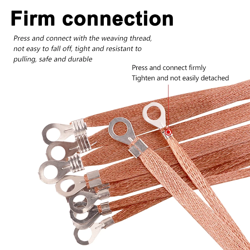 Bridge Grounding Wire Sq 2.5/4.0/6.0mm Copper Clad Aluminum Braid Hole 8mm for Electric Box Ground Connection Flexible Wires