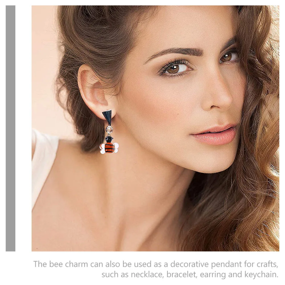 

5Pcs Bee Charms Fashion Glass Beads for Jewelry Making Bracelets Earrings Pendants DIY Craft Accessories Bee Charms