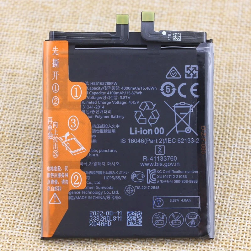 100% Original HB516578EFW 4100mAh Battery For Huawei P50 ABR-AL00 ABR-AL80 P50E ABR-AL60 ABR-AL90 Replacement Phone Batteries