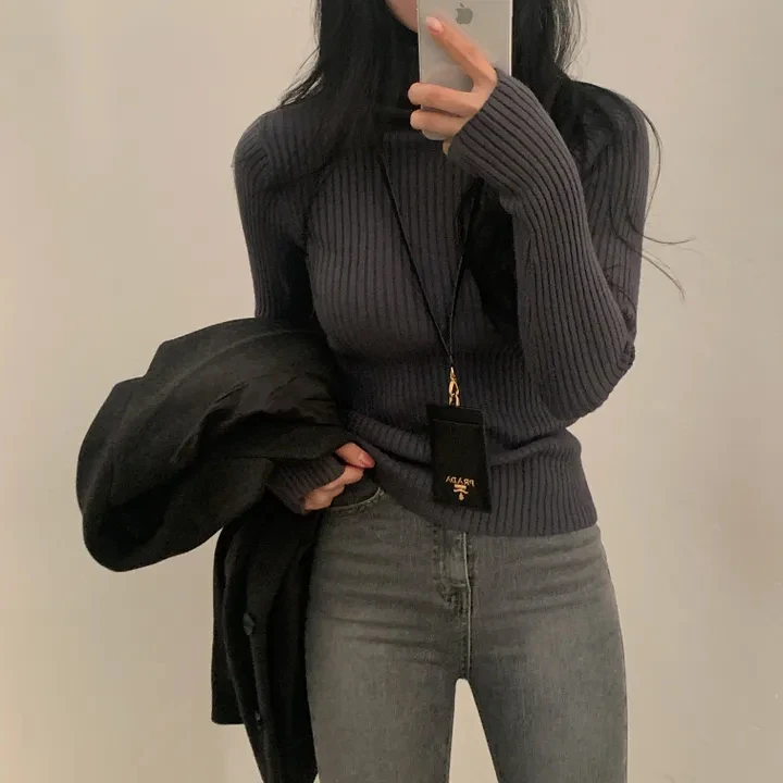 

Женский вязаный свитер с высоким воротником, мягкая уютная внутренняя одежда, модная осенне-зимняя новинка, универсальный базовый слой, топ