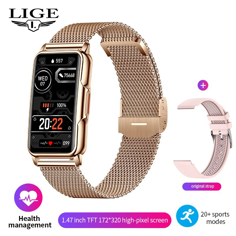 LIGE 2026 Smart Band Sports Bracelet Fitness ECG Heart Rate Sleep Monitor Waterproof Bluetooth Call Luxury Men Women Smartwatch