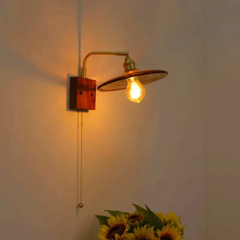 Copper LED Wall Lamp Retro Luxury Tricolor Wall Light Bedroom Living Room Corridor Interior Lighting