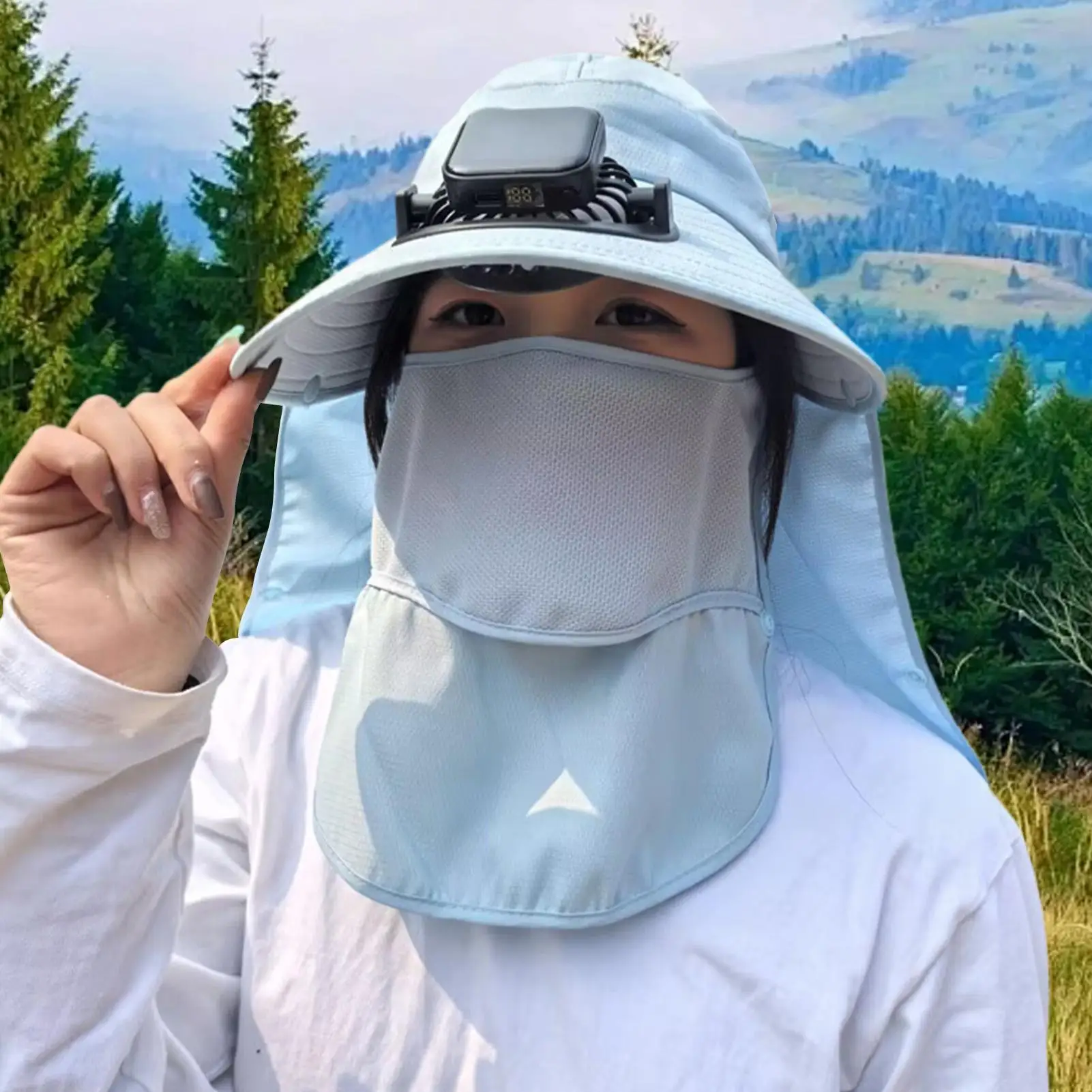 

Solar Fan Hat Outdoor Wide Brim Sun Hat with Solar Fan Personal Protection Cooling Cap for Travel Golf Fishing Gardening Hiking