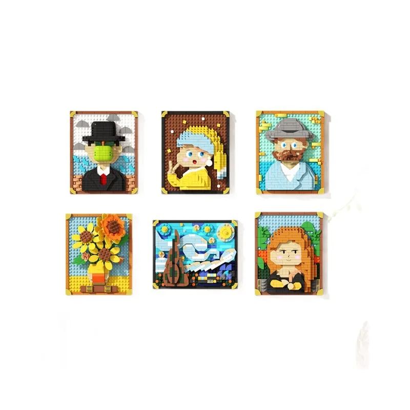 حار بيع مجموعة اللوحة العالمية الشهيرة اللبنات الإبداعية بكسل النفط اللوحة الإطار عباد الشمس بنة الديكور #5