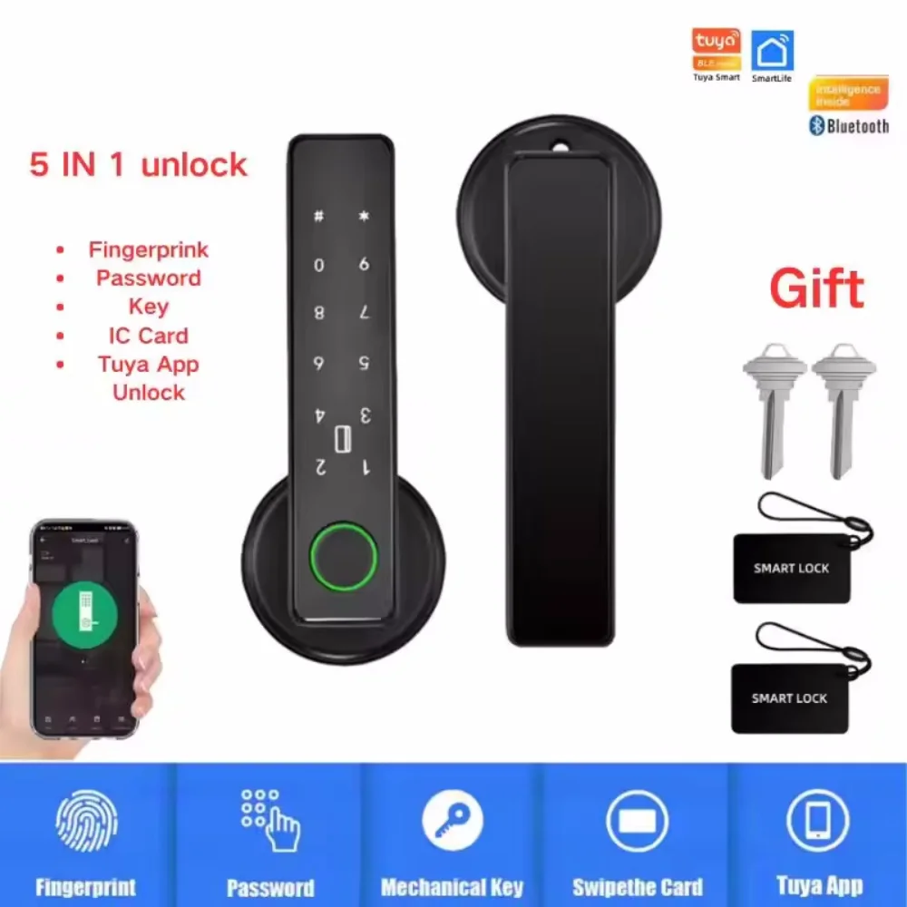 

Tuya Biometric Fingerprint Smart Door Lock Smart Electronic Digital Lock Password Fingerprint Keyless Security Door Handle Home