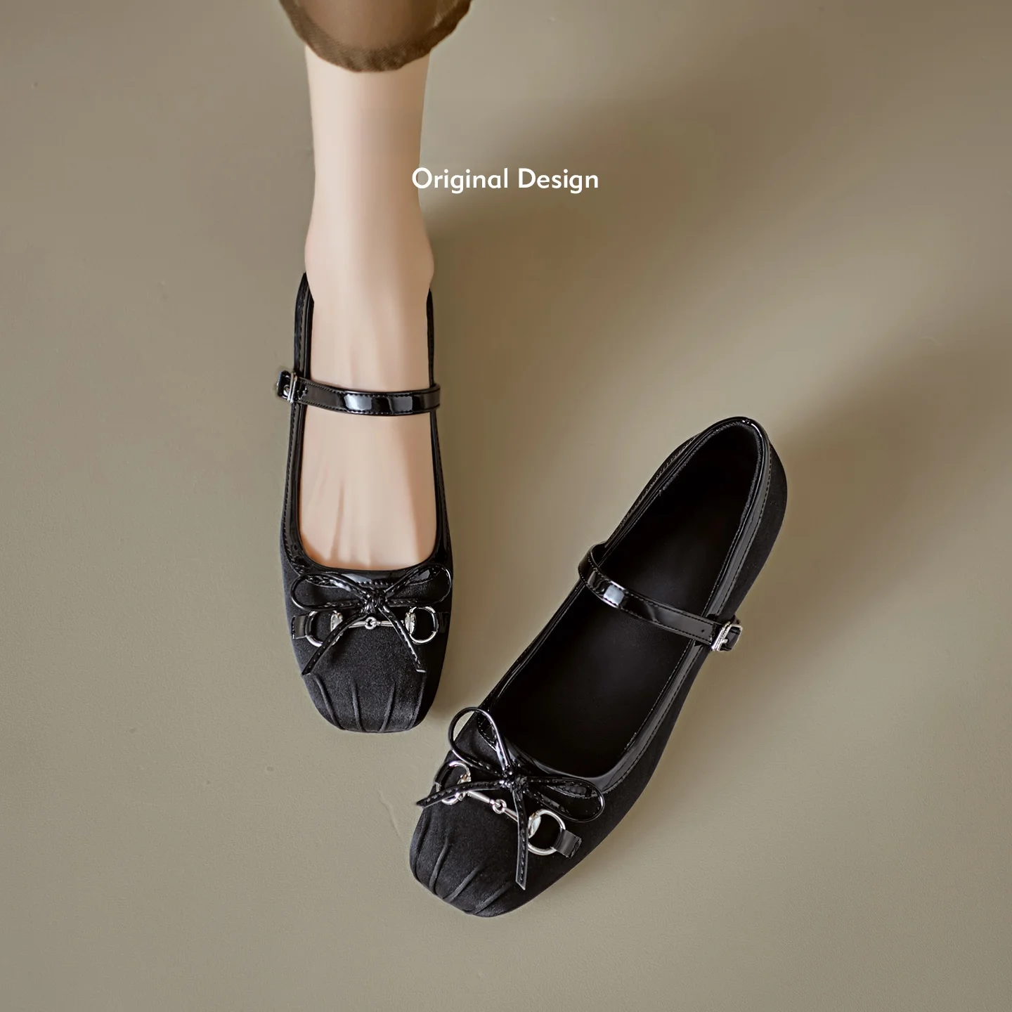 ballerines-en-cuir-d'agneau-pour-femme-rehaussantes-a-bride-unique-style-mary-jane-avec-nœud-style-coreen-tendance-decontractees