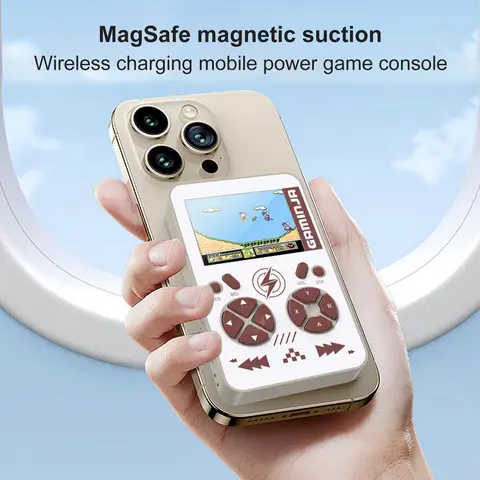 GAMINJA PB05 Mini Handhållen Spelkonsol Inbyggd 400 Spel 5000mAh Batteri Trådlös Magnetisk Powerbank Bärbar Spelkonsol 10 best sales Powerbank-spel - №1