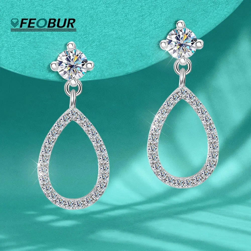 

Moissanite Water Drop Earrings for Women S925 Silver Detachable Sparkly Diamond Stud Earring Wedding Birthday Gift Fine Jewelry