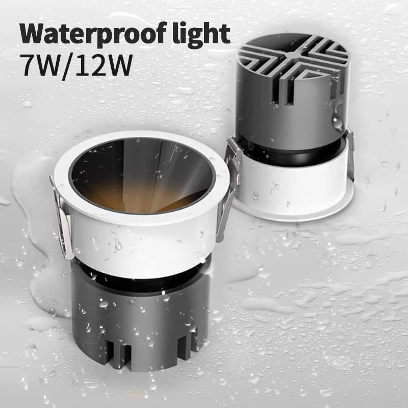 【Hole size 75-80mm】IP65 waterproof and fireproof spotlight 7W/12W suitable for sauna, kitchen, bathroom, eaves and ceiling ligh