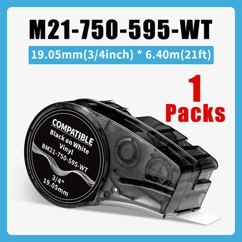 1 Pack Label Cartridge Compatible for Brady M21-750-499 19.1mm White Nylon Cloth Tape 3/4' for BMP21-LAB/Plus Label Printer