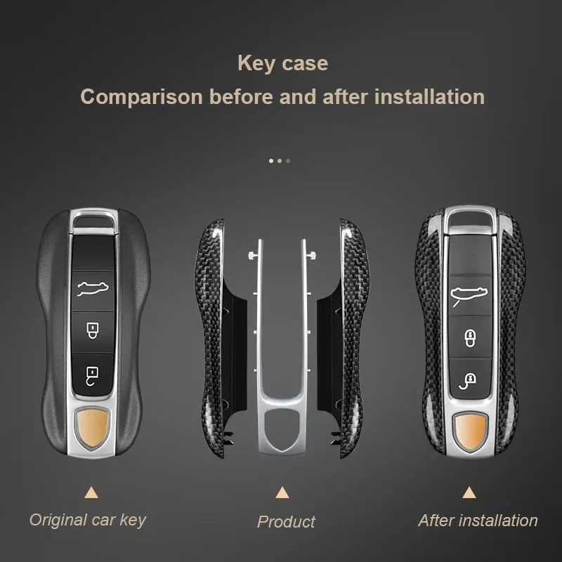 Real Carbon Fiber Key Fob Cover For Porsche Macan Cayenne 718 Boxster Cayman Panamera 911 Taycan Key Housing Cover Shell Case