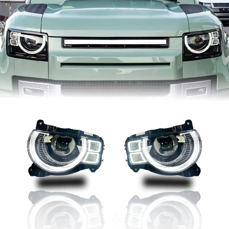 Ultra-White 6000K 25W 6000 Lumens LED Headlights for Defender 12V New Condition Low-Fit High-Fit Replacement Upgrades