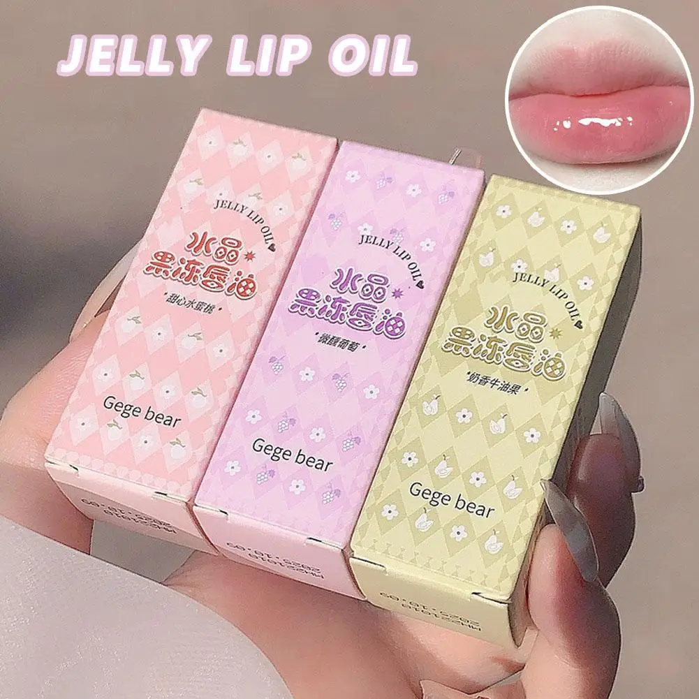 Fruity Crystal Jelly Lip Oil Hydrating Plumping Lip Coat for Lipstick Clear Lip Plumper Serum Tint Lips Care Makeup Cosmeti L1Y6