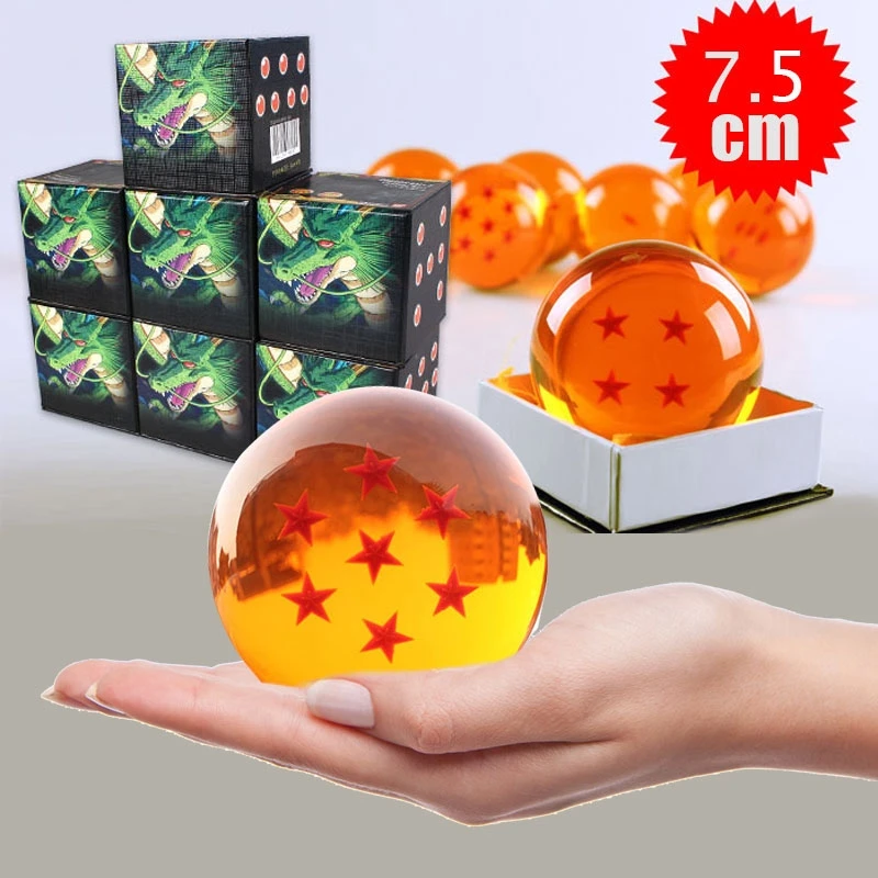 

7.5CM Dragon Ball Z Crystal Balls In Original Box Anime Action Figure 1234567Star Collectible Model Toys Gifts for Children