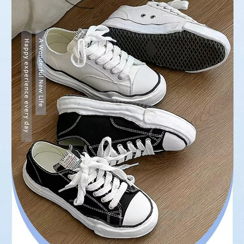 New autumn canvas shoes for men low-top thick-soled height-enhancing casual versatile niche sneakers dissolving shoes