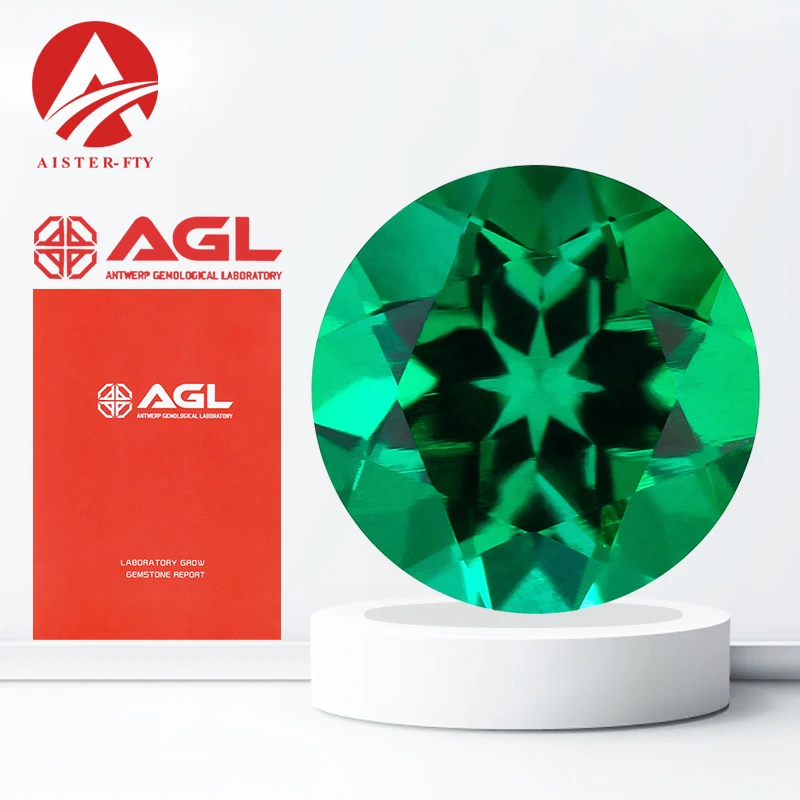 أعلى مختبر الحرارية المائية نمت كولومبيا أحجار كريمة من الزمرد قطع مستديرة حجر الزمرد الاصطناعي حدد شهادة AGL لصنع المجوهرات #1