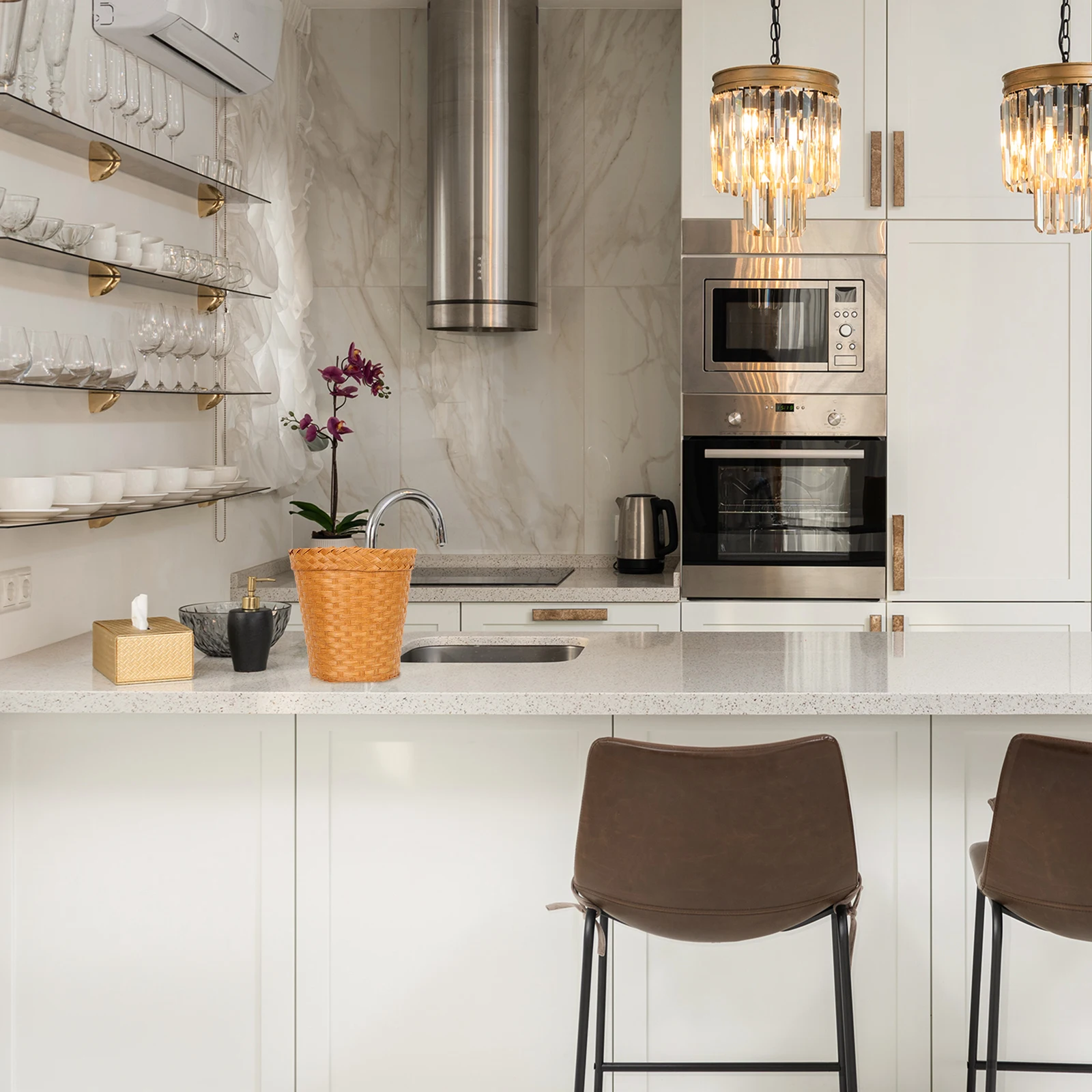 

Storage Basket for Bedroom Waste Laundry Hamper with Lid Mini Office Grass Woven Baskets Baby