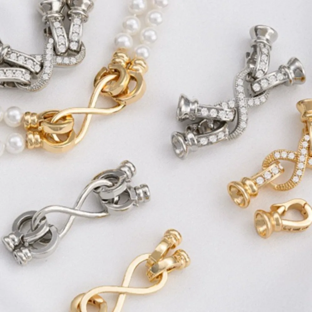 

Медные застежки, 14-каратное золото, циркон, двубортное жемчужное ожерелье «Любовь бесконечности», цепочка для свитера, аксессуары с пряжкой