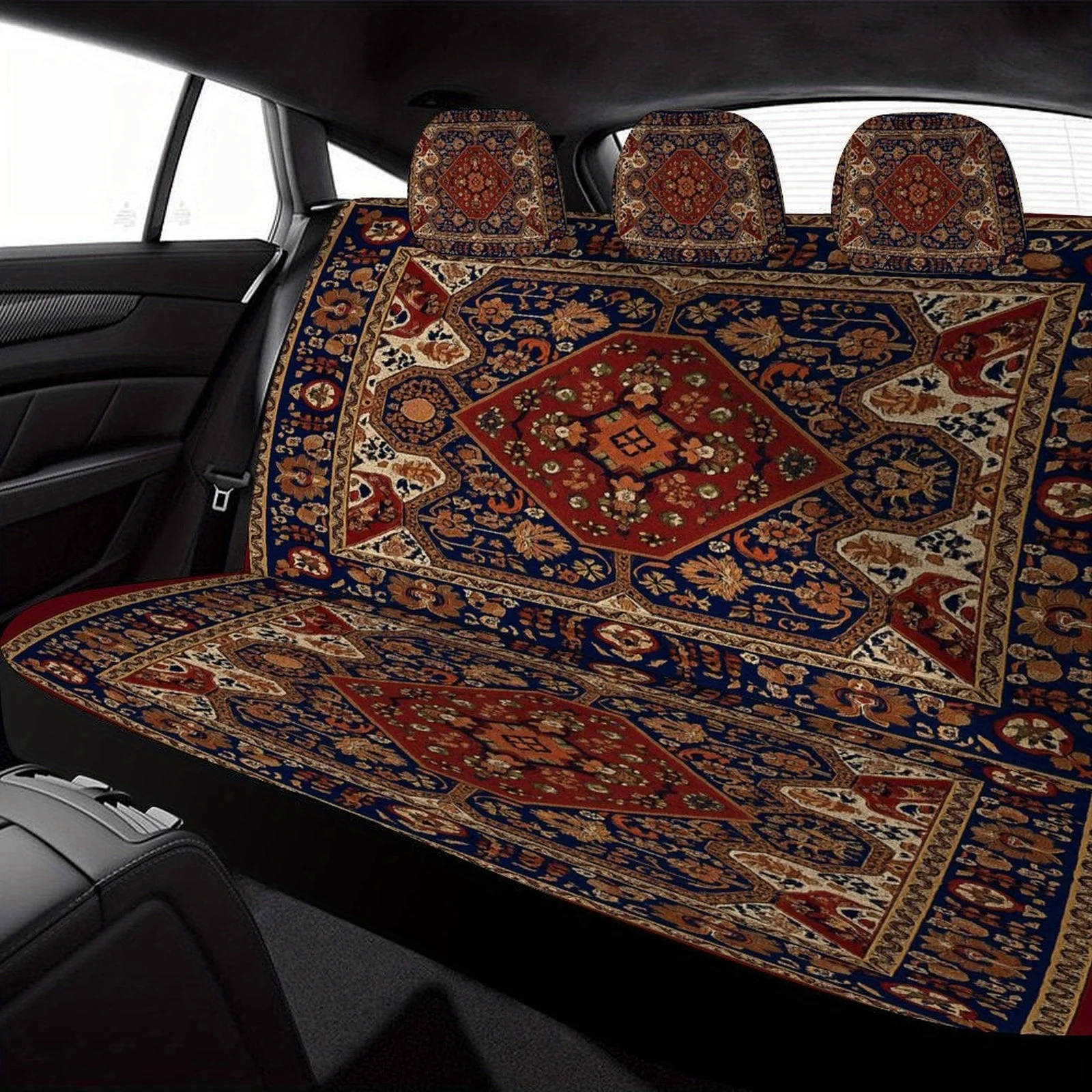 

Комплект чехлов для автомобильных сидений с восточным дизайном, подходит для различных моделей автомобилей. Этот стильный и уникальный набор включает в себя полный комплект F.