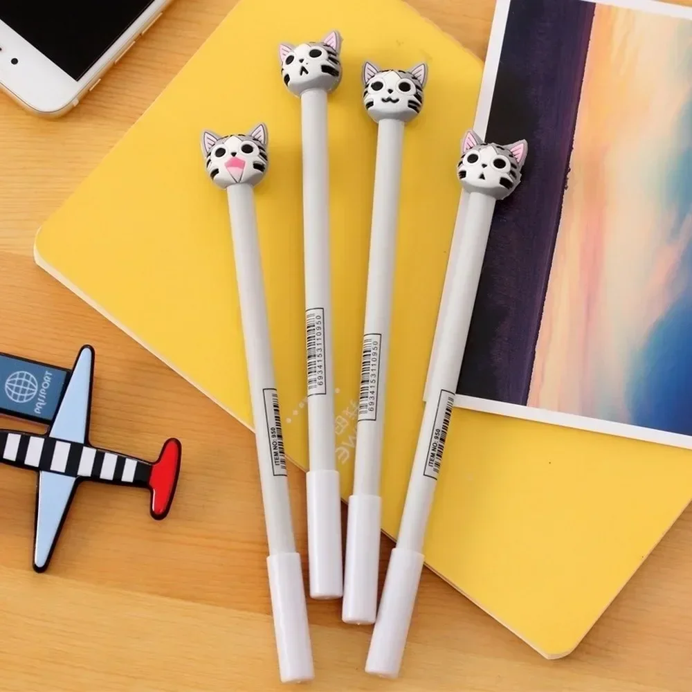 4pcs Cartoon Cute Cat Pen Korean Student Stationery Advertising Creative Bent School Office Writing Supplies Gel Birthday Gift