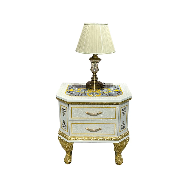 solid wood bedside table palace luxury shell craftsmanship with drawers bedroom locker