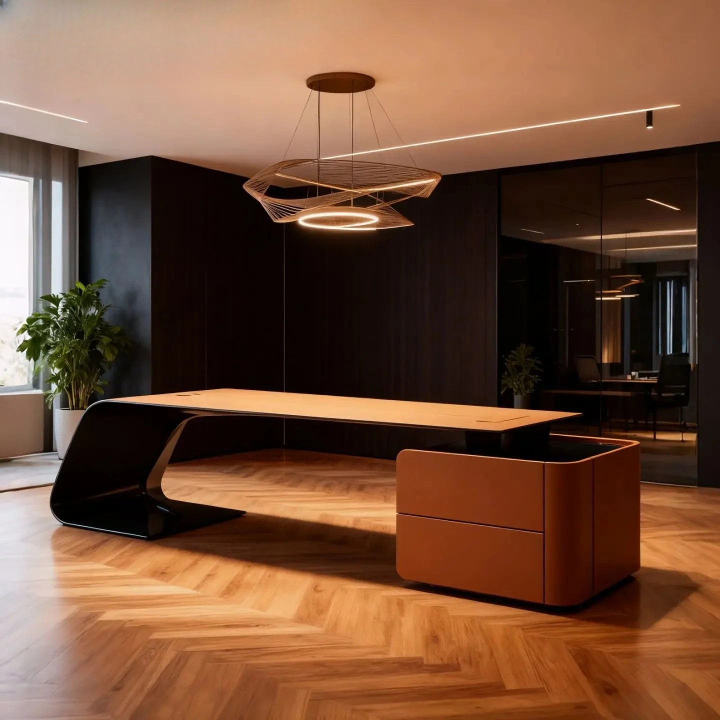 

Современный простой компьютерный стол, письменный стол нестандартной формы.