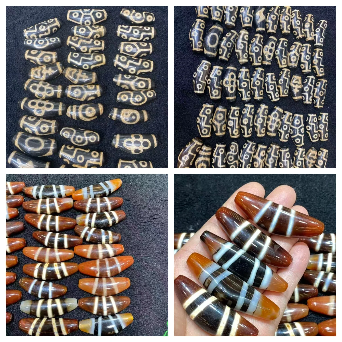 1pcs/lot Taiwanese craft 30-40mm large hole bull horn-shaped agate Dzi string beads Tibetan ethnic style DIY pendant loose bead