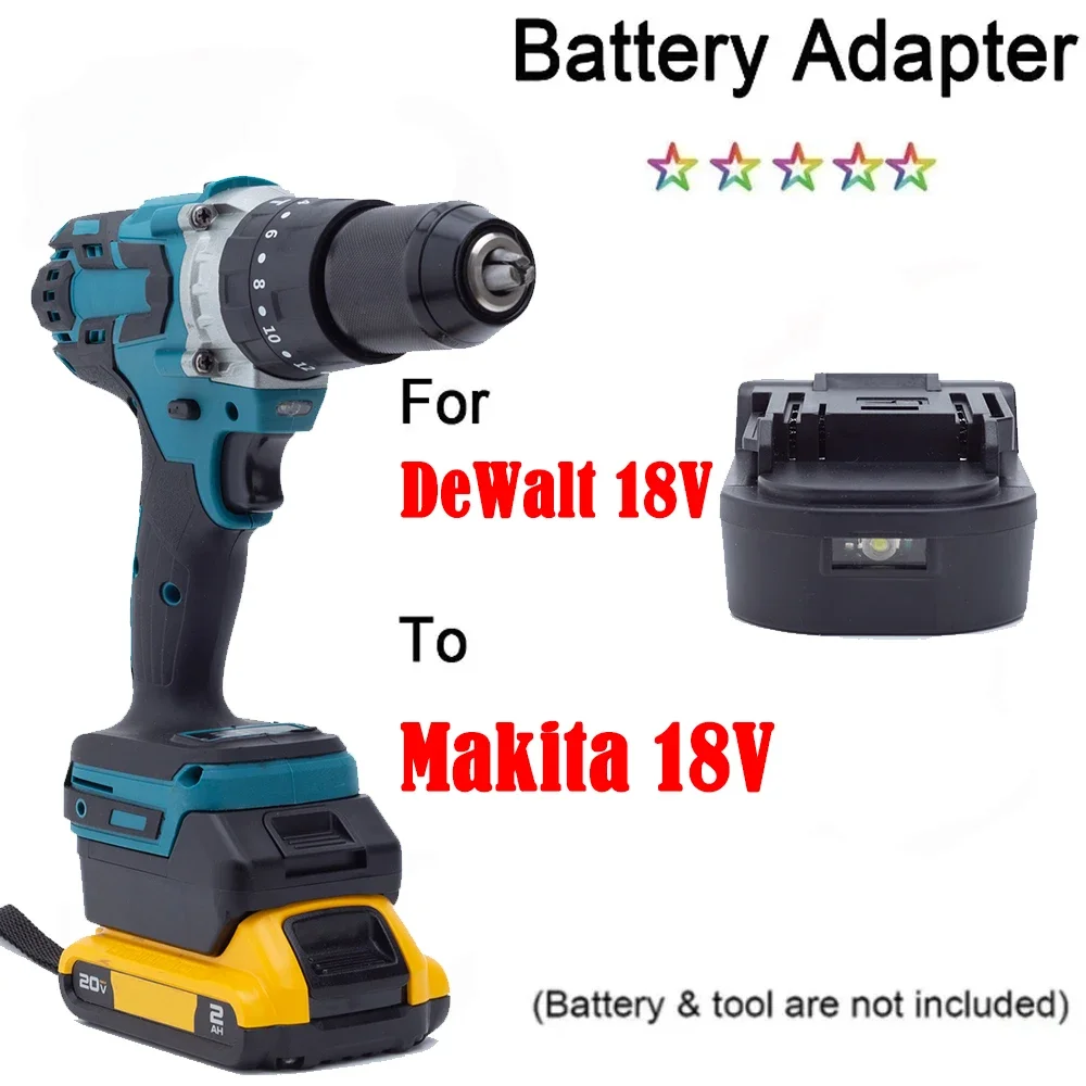 Conversor de Adaptador de Bateria para Dewalt Dcb para Makita 18v Li-ion Bl1850 Ferramentas com Usb e Luz Led Ferramentas Não Incluídas