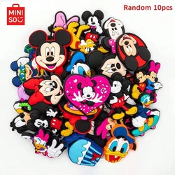 MINISO 10pcs Mickey Random Shoe Decorations Accessories Charms For Clogs Bogg Bag Bubble Slides Sandals