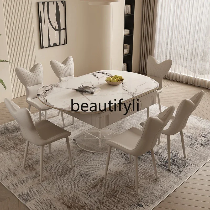 طاولة طعام فاخرة وخفيفة الوزن من LXAutomatic، طاولة طعام مدمجة مزدوجة الأغراض ومتعددة الوظائف وصامتة قابلة للطي، طاولة مستديرةSSS