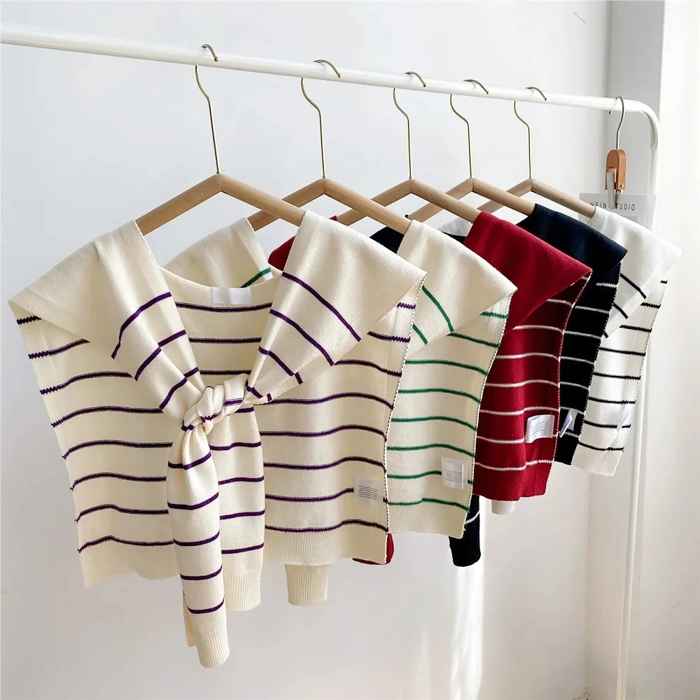 Poncho Cloak Korean Air-conditioned Rooms Knitted Shawl Women's Spring and Autumn Knitted Cross Shawl Fashion Wrap Solid Scarf