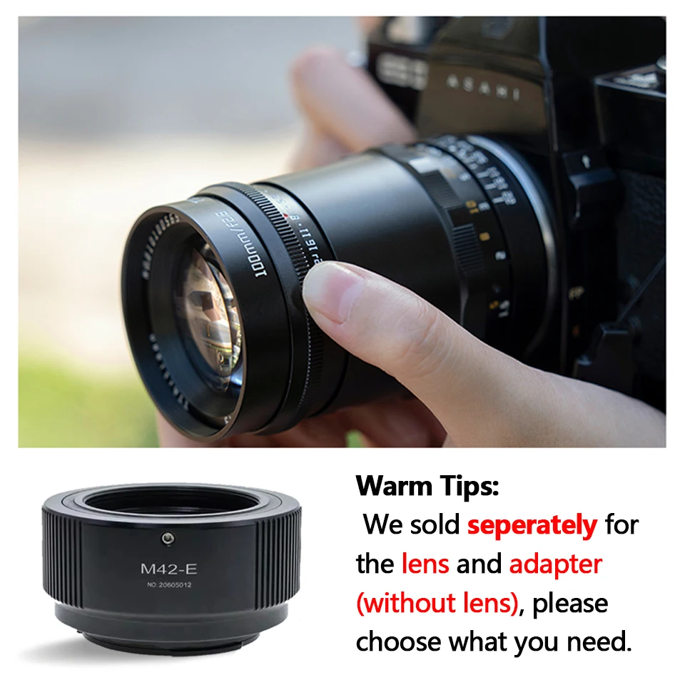 M42-E Camera Lens Adapter for TTArtisan 100mm F2.8 250mm F5.6 Reflex M42-mount Lens Accessories to Sony E Mount A7RIII NEX-4