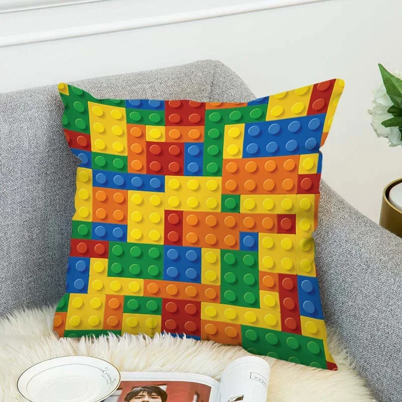 Pillowcase 45*45 Building Blocks Decorative Pillows Cushion Cover 50x50 Pillow Cases for Bed Fall Decoration Lounge Chairs 40*40