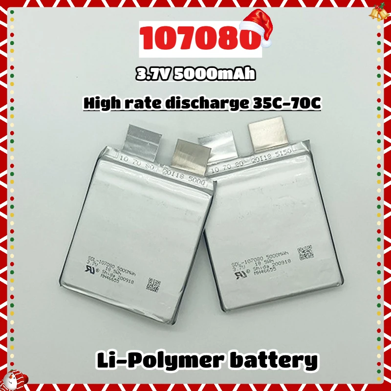 

107080 Полимерная литиевая батарея 3,7 В 5000 мАч 18,5 Втч 35C DIY Weld 2S 3S Аккумулятор для стартера автомобиля Электроинструмент Точечная сварка