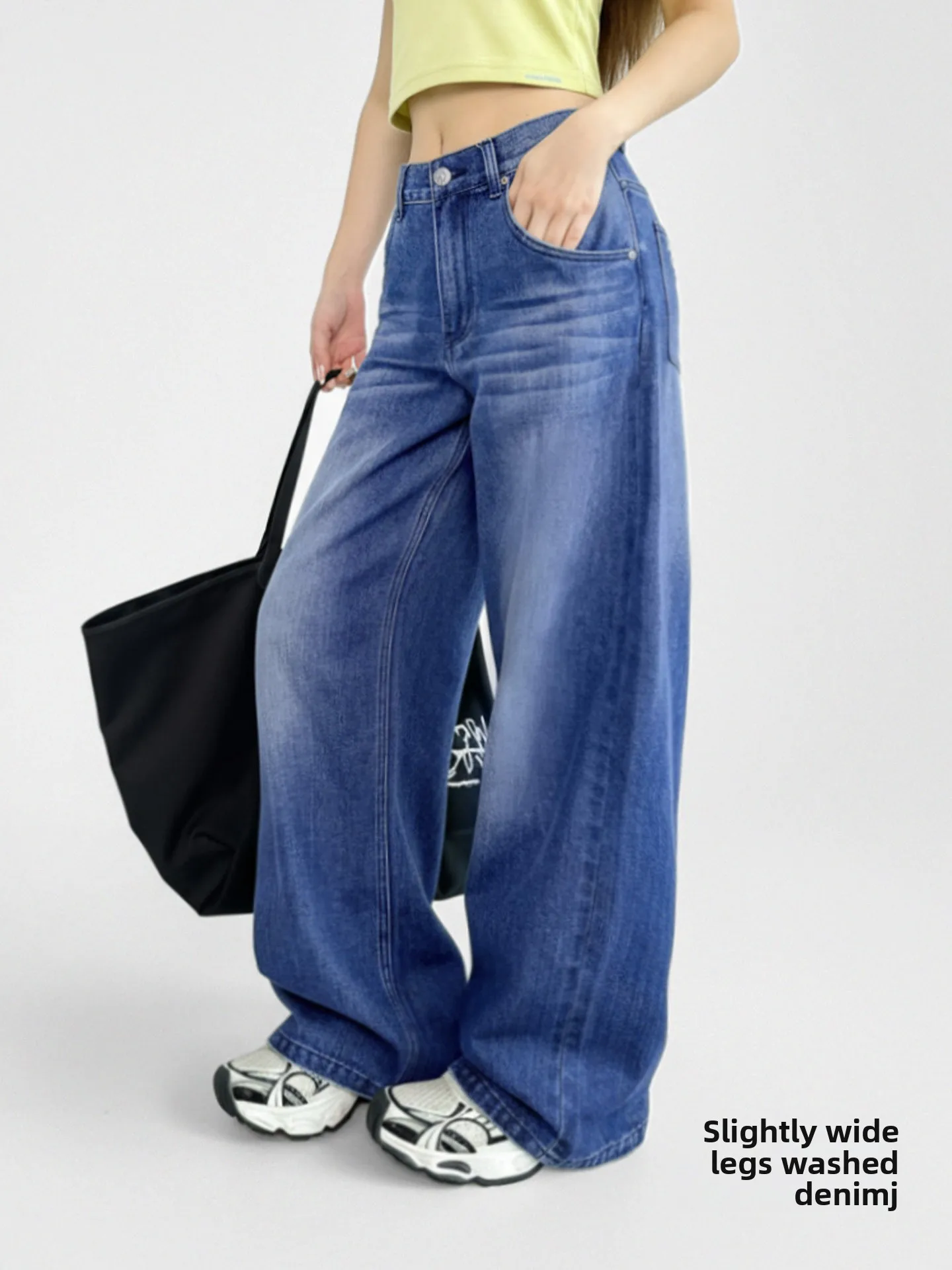 

Maden k Blue Vintage Straight Leg Wide Leg Jeans Women's Full Pure Cotton Floor-Length Pants Spring Autumn Cleanfit Waed...