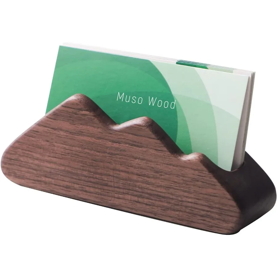 حامل بطاقات عمل من خشب موسو للمكتب، حامل بطاقات عمل خشبي للمكتب، قطعتان من خشب الجوز