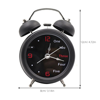 Retro Alarm 3 Inch Silent Non Ticking Twin Bell Loud Daily Clock Smooth Movement Night Light Wake Up Heavy Sleepers Wall Clock