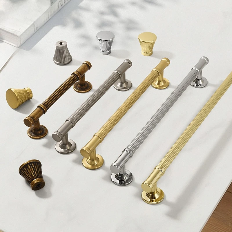 French Wave Pattern Cabinet Handle Light Luxury Wardrobe Handle Simple Antique Drawer Knob Modern Furniture Decoration Handle