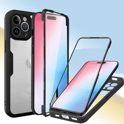 360 Full Body Front+Back Clear Case For iPhone 17 16 15 14 Pro Max Air 13 11 12 Pro Max Plus 16E SE3 Bumper Shockproof Cover