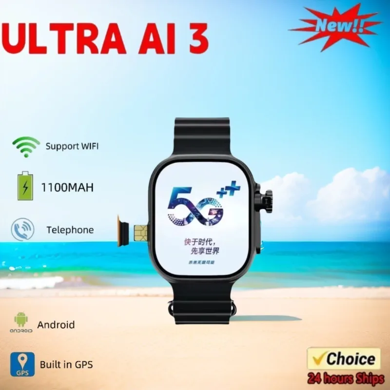 

Умные часы Ai3 5G 180 ° Вращающаяся камера Google Play GPS WIFI 2,2-дюймовый Amoled HD-дисплей 4G Calling Smartwatch Мужские