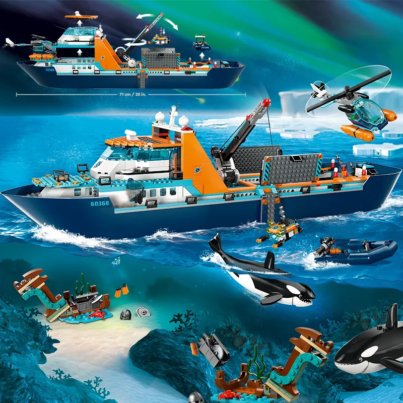 

Compatible Brands Brick Sets City Series Building Blocks Arctic Explorer Ship Ocean Viking Shipwreck MOC Toys for Kids Gift