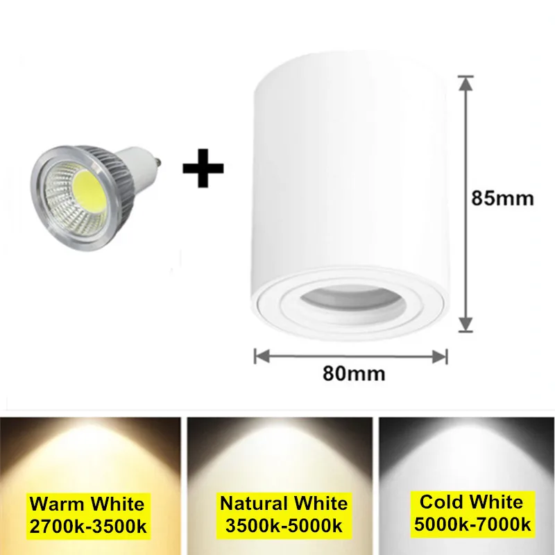 

Surface Mounted Dimmable LED Downlight Ceiling light+Replaceable GU10 LED Bulb 9W 12W 15W AC110V 220V LED Ceiling Spot Light